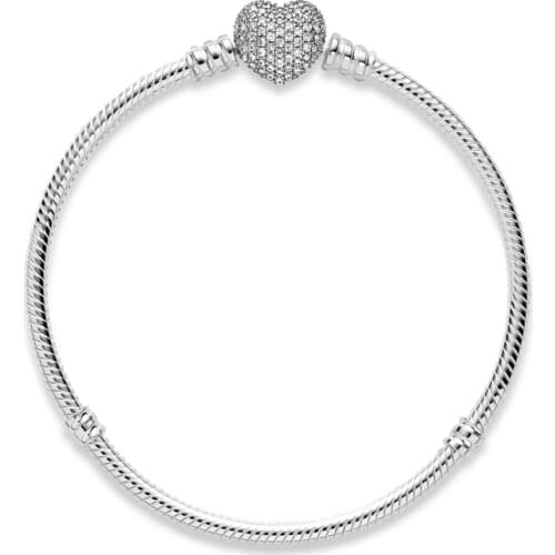 925 Sterling Solid Silver 100% Original 925 Sterling Silver Snake Chain DIY Charm Bracelet for Women Gift Silver 925 Jewelry