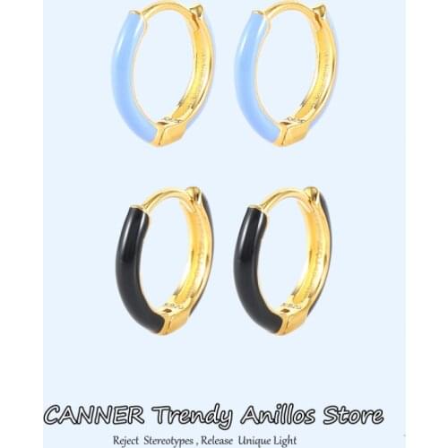 Canner Rainbow Huggie Earrings For Women Purple/Green 925 Sterling Silver Earings Hoop Piercing Jewelry 2021 Trend Pendientes W5