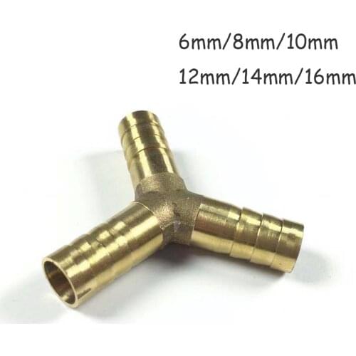 1Pc Pipe Fitting 6mm 8mm 10mm 12mm 14mm 16mm Hose Barb Y Type Three Way Brass Barbed Coupler Connector Adapter