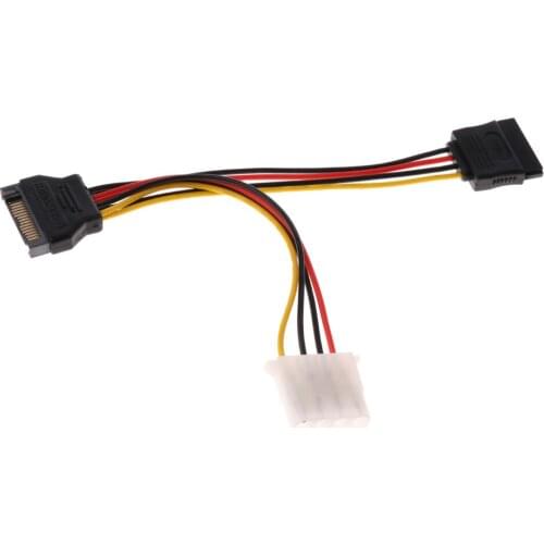 15 pin SATA Male to 4 pin & SATA Female Power Supply Cable Connector