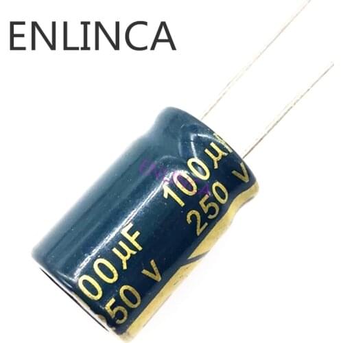 2pcs/lot high frequency low impedance 250v 100UF 250v 100UF aluminum electrolytic capacitor size 16*25 20