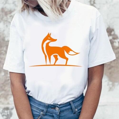 2020 Summer Women T-shirt Attractive Fox Printed Tshirts Casual Tops Tee Harajuku 90s Vintage White tshirt Female Clothing