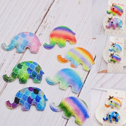 5*3.3cm Mermaid Scale Iridescence Fabric elephant Patches Accessories Artificial Applique DIY Crafts Hair Clips Decoration