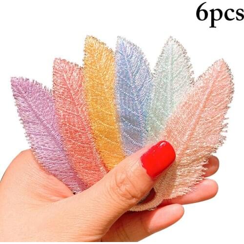 6Pcs Fashion Leaf Shape Hair Clips Creative Cloth Alloy Hair Pin Hair Barrette For Women Girls Hair Accessories Party Dress Up