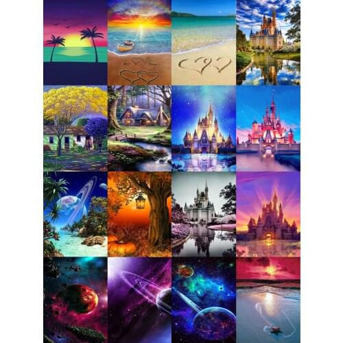 5d Diy Diamond Painting Castle Cross Stitch Kit Home Decoration Children Gift Planet Landscape Diamond Painting Complete Kit