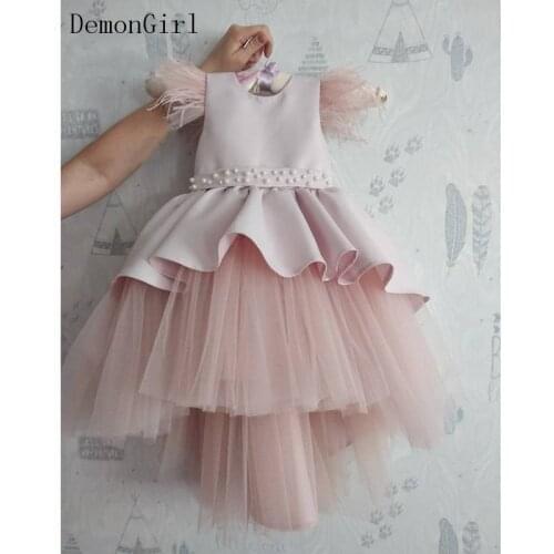 Real Picture Puffy Baby Girl Party Dresses Flower Girl Dresses Satin Bow Knot Princess Birthday Party Gown