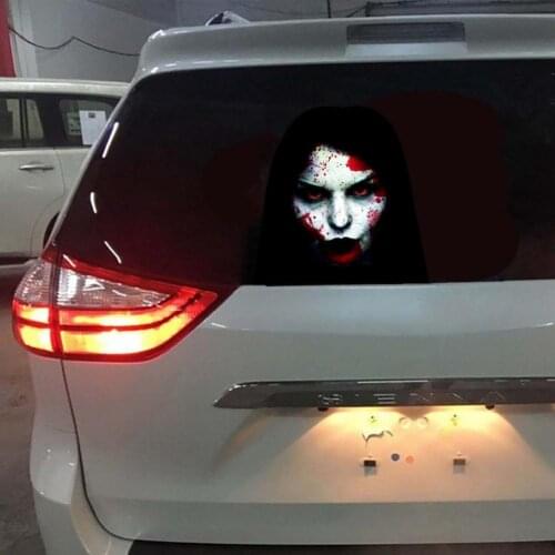 Halloween Car Sticker Horror Rear Gear Sticker Female Ghost Car Window Glass Car Sticker Suitable For Door And Window Decoration