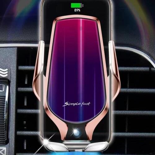 R9 15W Wireless Car Charger Automatic Clamping Fast Charging Phone Holder Mount Car for iPhone Huawei Samsung Smart Phones