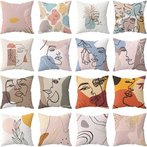 Creative Abstract Art Cushion Cover 45*45 Western Mythology Fern Face Square Pillow Case Home Decoration Throw Pillowcases