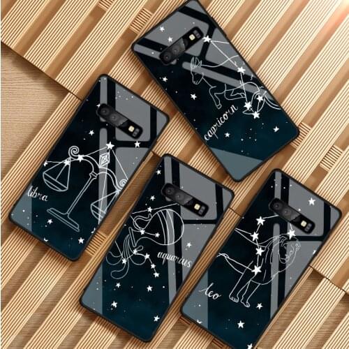 12 constellation Tempered Glass Phone Case For Samsung Galaxy S8 S9 S10 S20 PLUS J6 J8 2018 NOTE 8 9 10 Cover Shell