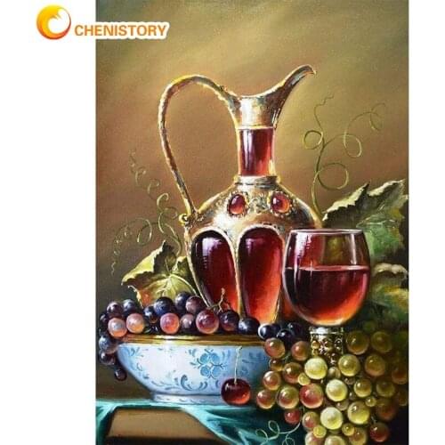 CHENISTORY 40x50cm 5D Diy Diamond Painting Grape Red Wine Diamond Embroidery Cross Stitch Rhinestones Mosaic Home Decor
