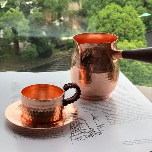 Pure Copper Milk Jug Turkish Pot Latte Frothing Milk Pitcher Handmade Drinkware Tableware