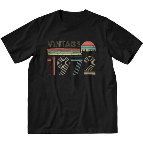 Vintage 1972 T Shirt for Men Cotton Printing T-shirts Funny Tshirt Short Sleeve 48 Years Old 48th Birthday Tees Tops