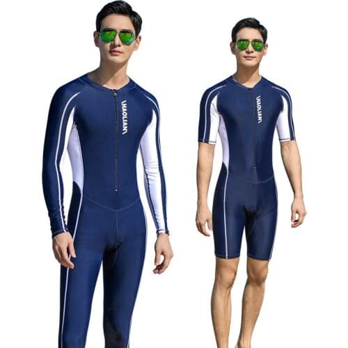 Mens One-piece Sunscreen Self-cultivation Suit Mens Swimming Suit Absorbent Quick-drying Sports Five-point Swimming Trunks