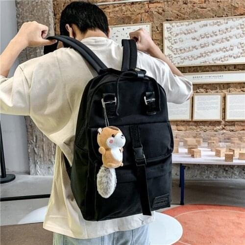 Nylon Waterproof Women Backpack Kawaii school bags for teenager girls 2021 With Cute pendant