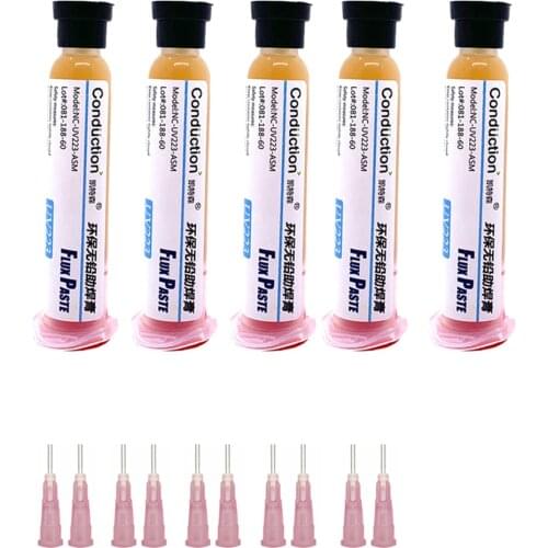 5pcs 10cc PCB SMD Soldering Paste Solder No-clean Flux RMA-223 For Computer mobile Phone Chips LED BGA SMD PGA PCB Repair Tool