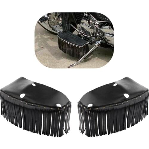 Motorcycle Front Driver Floorboard Cover with Tassel Rear Floor Board Fringe Cover