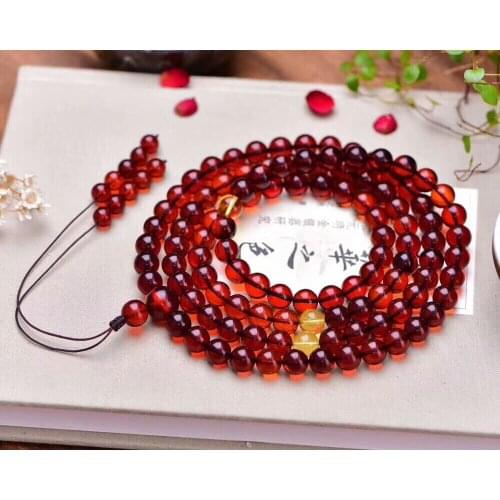Genuine Natural Blood Red Amber Gemstone 10mm Round 108 Prayer Beads Bracelets Healing Stone For Woman Man Certificate AAAA