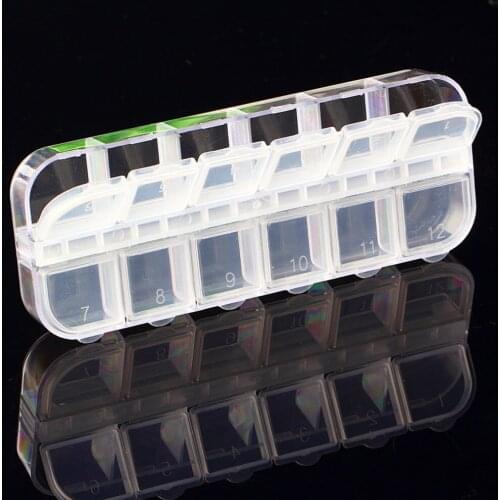 12 Cells Clear Nail Art Glitter Rhinestone Decorations Store Empty Storage Case nail decoration box Container Drop Shipping