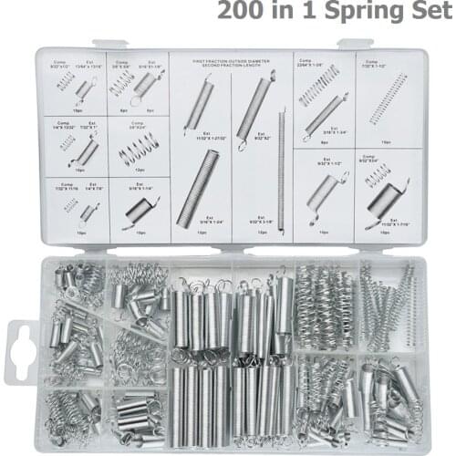 200 in 1 Steel Spring Assortment Set Hardware Accessories Compression Spring Spring Extension Spring for Repair Fix Tool