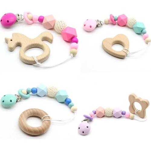 Silicone clips Baby dummy Baby pacifier clip Baby teething toys Beech animal cartoon Cartoon chewable toy baby shower gifts