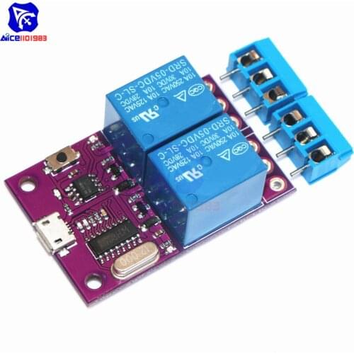 Delay Relay 5V 2 Channel Intelligent Control Switch MCU Microcontroller CH340 Time Delay Relay Module Micro USB for Arduino