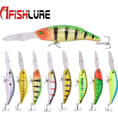 SEAYOU Long Lip Trolling Minnow 130mm 17g Artificial Hard Fishing Lure Bait 3D Eyes Fishing Wobblers Crankbait