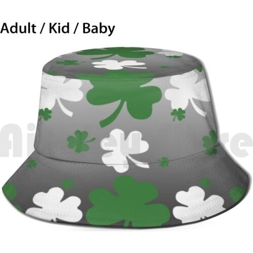 Shamrocks , Green And White On Gradated Field Sun Hat 3309 Bucket Hat Irish Shamrock Ireland St Patricks