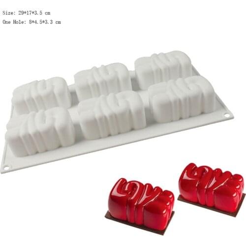6 Cavity LOVE Silicone Cake Baking Mold for Chocolate Mousse Ice Cream Jelly Pudding Dessert Bread Bakeware Pan Decorating Tools