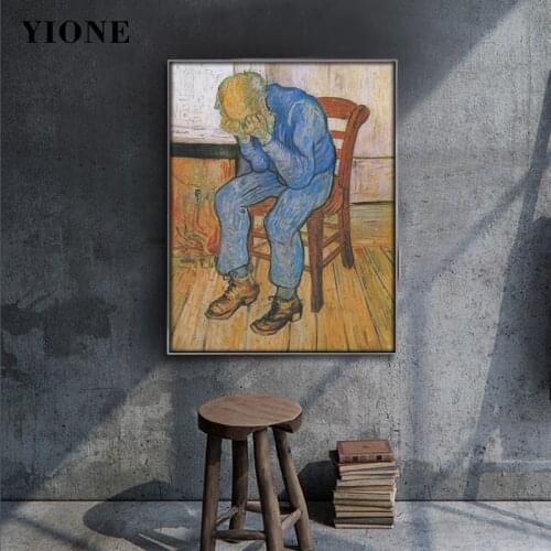 Old Man in Sorrow Oil Painting Print Impressionist Famous Artwork Portrait Wall Art Poster Canvas Picture for Living Room Decor