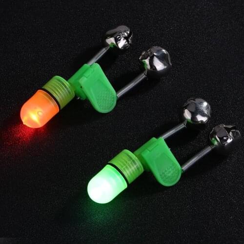 LED Fishing Rod Tip LED Light Twin Bells Ring Fish Bait Alarm Fishing Lures Tools Light Alerter Outdoor Fish Accessory