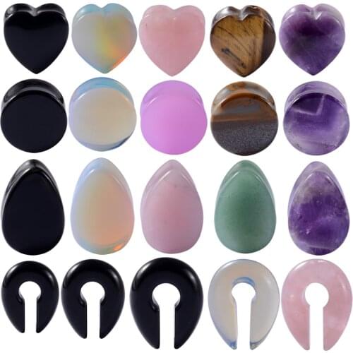 Heart Shape/Teardrop Stone Ear Plug Tunnel Earring Gauges Helix Piercing Ear Stretcher Ear Plugs Body Piercing Jewelry 6mm-25mm