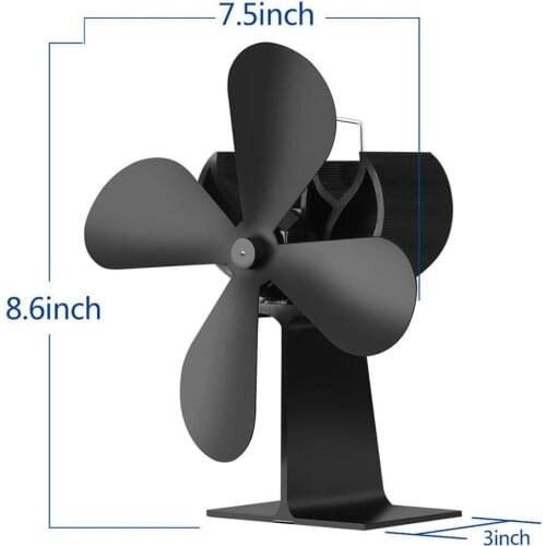 Fireplace Fan 4 Large Black Blades Heat Circulation Stove Fan Quiet Heat Powered Fireplace Fan Eco Friendly And Efficient