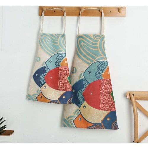 High Quality Household anti-fouling and oil-proof Kitchen Aprons for Cooking Adult Bibs Sleeveless Cotton Linen Aprons