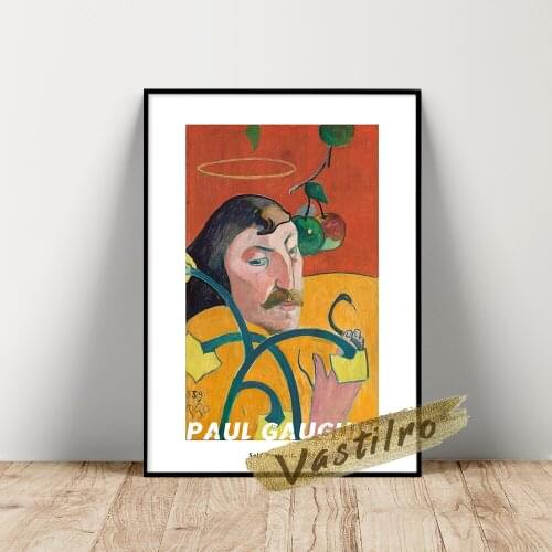 Paul Gauguin Museum Exhibition Poster, Self-Portrait With Halo And Snake Wall Picture, Gauguin Wall Art, Abstract Figure Prints