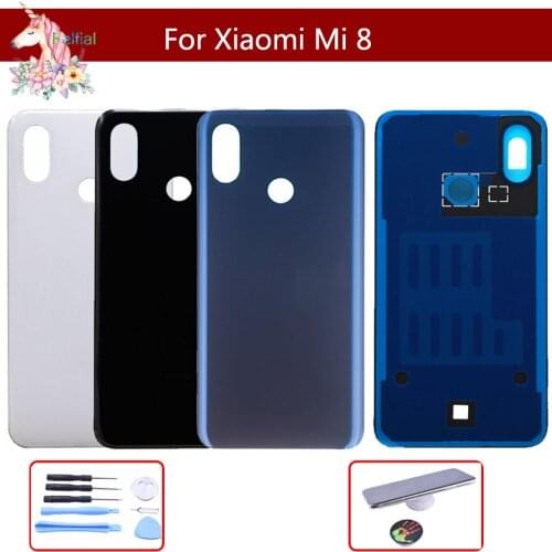10pcs For Xiaomi mi 8 mi8 Back Glass Battery Cover Rear Door Housing Case Cover mi 8 Panel Replacement For xiaomi mi 8 With Logo