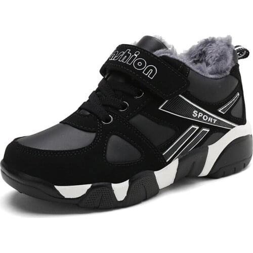 ULKNN Winter warm school students shoes plush warm sneakers for boys winter sapato infantil leather waterproof caual shoe kids