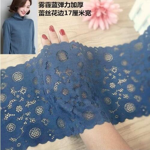1 Meter Gray Blue Elastic Stretch Lace Trim Wedding Dress Sewing/Garment/Clothes 17cm