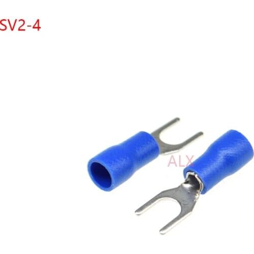 100PCS SV2-4 blue Furcate spade Terminals Cable Wire Connector Fork Type pre-insulated Crimp terminal SV 2-4