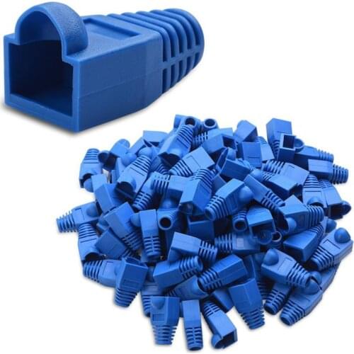 100Pcs RJ45 Cable Protector Cord Durable Solid Color Connector Modular End Cap Boot Head Plug Cable Protection Protective Cover