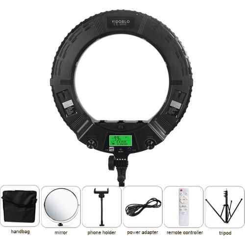 18inch Selfie Ring Lights LCD Display Black USB Supply Yidoblo LX-480E Ring Lamps Studio Video Light with Tripod Remote Lamps