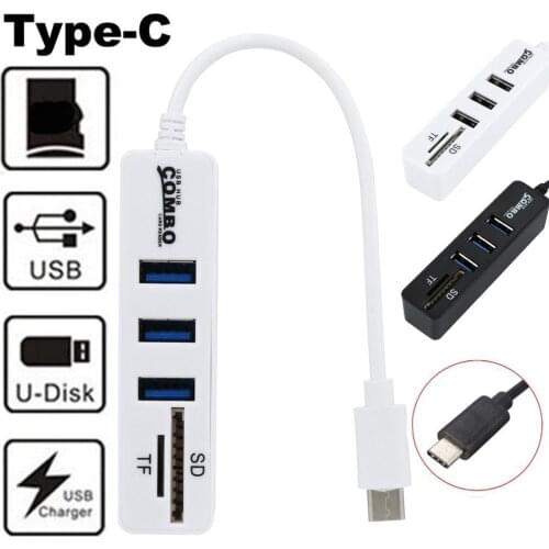 USB Hub Convenient Design Brand New And High Quality New 2 in 1 Type-C OTG USB 2.0 Hub Splitter Combo 3 Ports SD/TF Card Reader