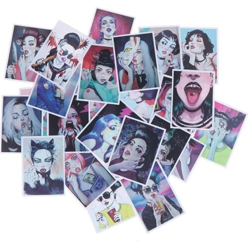 25Pcs/Lot Waterproof Sexy Girls Stickers for Mobile Phone Car Bicycle Skateboard Refrigerator Laptop Decals Pvc Sticker