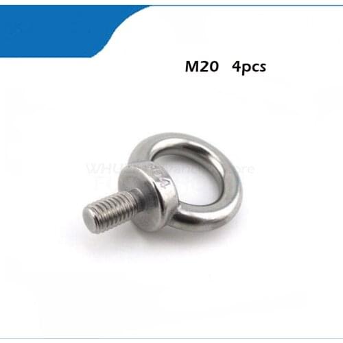 4Pcs M3 M4 M5 M6 M8 M10 M20 DIN580 304 Stainless Steel Marine Lifting Eye Screws Ring Loop Hole for Cable Rope Eye bolt HW011