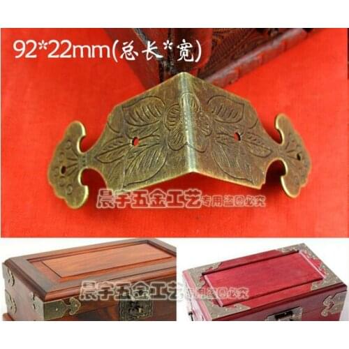 Free shipping 50pcsWholesale Hardware Antique wine box Wrap angle Decorative box corners Metal corner Safety Angle Vintage 92mm