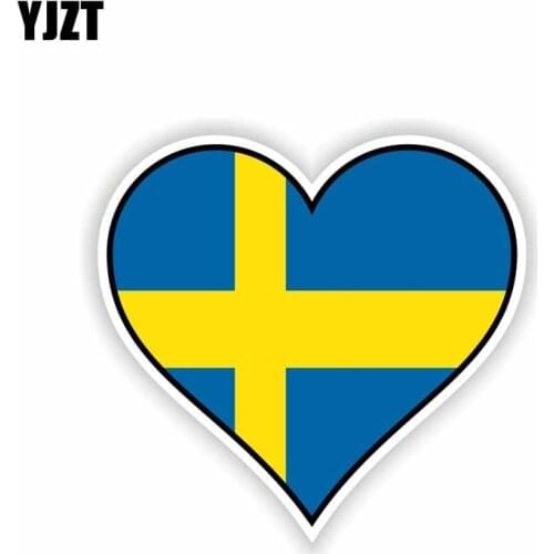 YJZT 12.5CM*11.5CM Accessories SWEDEN Flag Heart Decal Motorcycle Car Sticker 6-1642