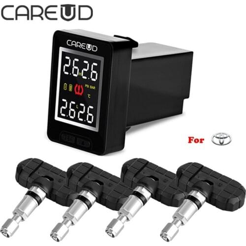 CAREUD TPMS U912 Wireless Tire Pressure Monitoring System 4 External Internal Sensor Car Alarm Car Electronics TPMS for Toyota