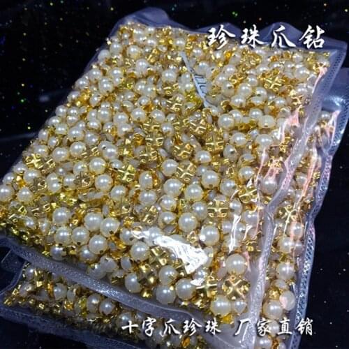 Topstone 500pcs 5mm 6mm 7mm 8mm Sewing Crystal Pearls Beads Silver/Gold Claw Rhinestones Round Sew On Stone