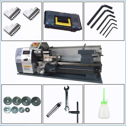 WM210V Digital Metal Lathe/850W Brushless Motor All MetalGear Lathe/38mm Spindle Bore Hole +125mm Chuck Mini Lathe Machine
