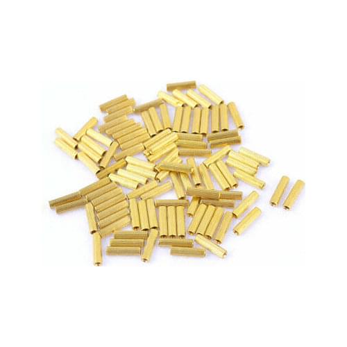 M2x12mm Cylinder Female Threaded Copper Standoff Spacer Pillars 100 Pcs